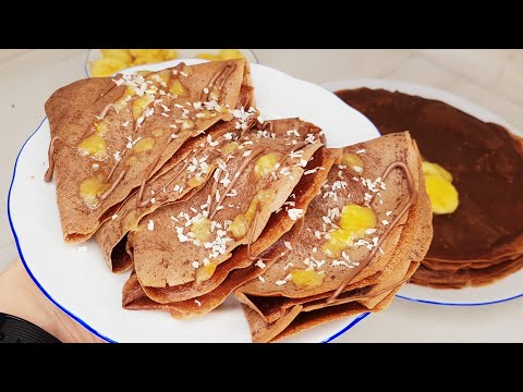 Видео: Шоколадные Блинчики с Бананово-Апельсиновой начинкой, которую можно использовать в торт