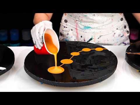 Видео: ЧЕРНЫЙ + ЗОЛОТО = Какое сочетание!!! 🔥Минималистичный флюид-арт ~ Круглый триптих, заливка акрилом