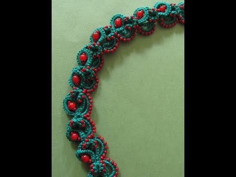 Видео: Фриволитэ иглой. Браслет"Рябинушка"