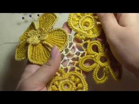 Видео: Как вязать сеточку с узелками в ирландском кружеве. Видео-урок.