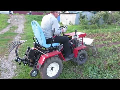 Видео: Мини трактор МТ-110 косит картофельную ботву.