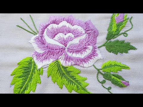 Видео: Вышивка гладью толстыми нитками для начинающих.