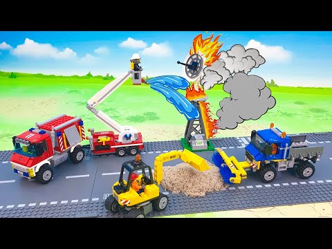 Видео: Пожарная машина Бульдозер Экскаватор - рабочие машины для мальчиков.