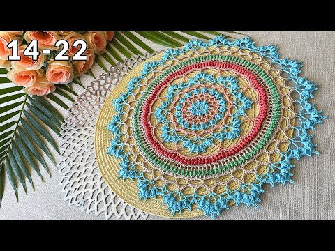 Видео: Салфетка крючком, Изис, 14-22