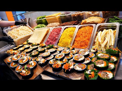 Видео: Здорово и Вкусно! Яичный омлет кимбап, кимбап с тунцом, кимбап булгоги / корейская уличная еда