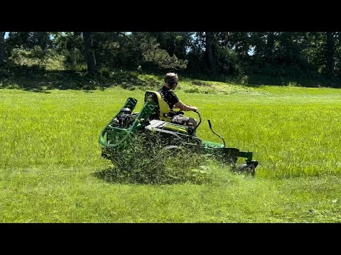 Видео: John Deere Z970R с катками и подвеской ZGLIDE для кошения высокой травы [4k] #56