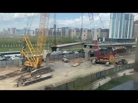 Видео: Установка эстакады на линию ЛРТ в Астане 2