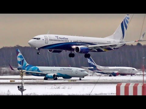 Видео: Старый на посадке, новый на взлёте. Боинг 737-800 NordStar / Аэропорт Домодедово 2021