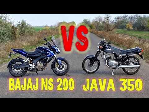 Видео: Ява 350 против Bajaj pulsar ns 200 \ гонка мотоциклов
