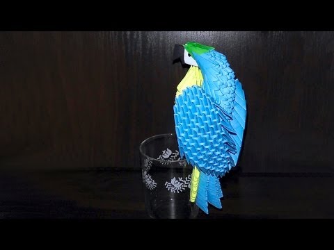 Видео: Как сделать попугая ару из бумаги в технике модульное оригами
