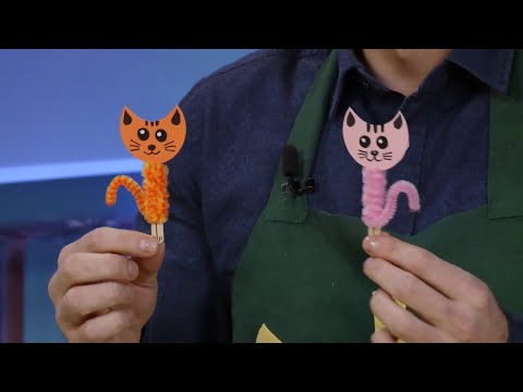 Видео: ☀️С добрым утром, малыши! Котик из палочек для мороженого - Мастерская