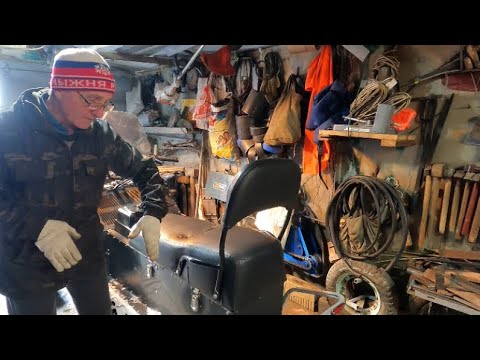 Видео: Снегоход СМ-001 Часть-2 Разбор "полётов" после покатушек по целине. Про цепи. Ремонт сидушки.