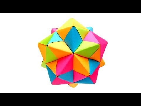 Видео: Многогранник Икосаэдр из бумаги. Kusudama by Mitsunobu Sonobe