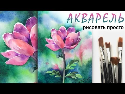 Видео: «Цветы. Анемон» как нарисовать 🎨АКВАРЕЛЬ | Сезон 2-7 |Мастер-класс для начинающих