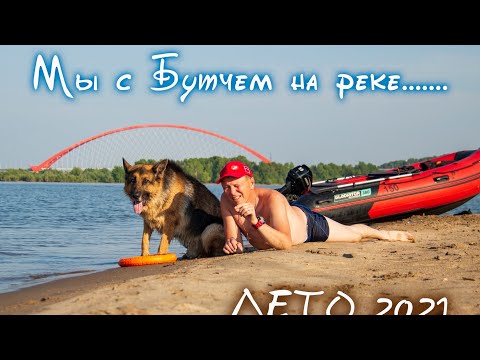 Видео: С собакой на лодке ПВХ. Немецкая овчарка на Гладиаторе е-380. Прогулка по Оби с Бутчем.