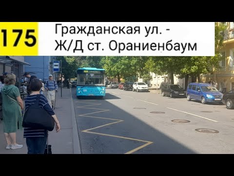 Видео: Автобус 175. Гражданская ул. - Ж/Д ст. Ораниенбаум