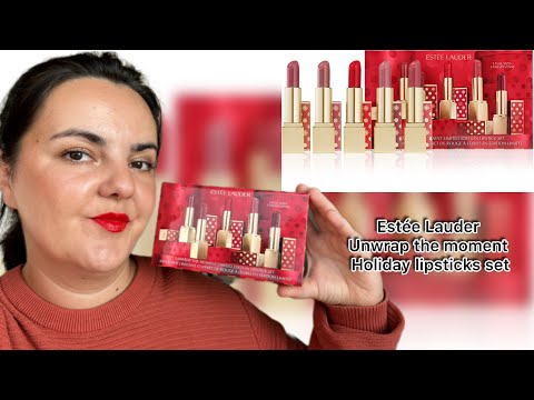 Видео: Estee Lauder Unwrap the moment праздничный набор помад / 5 полноразмерных помад