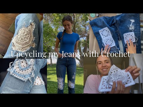 Видео: Переделываю джинсы с помощью вязаных крючком заплаток | Вязание крючком даёт джинсам новую жизнь