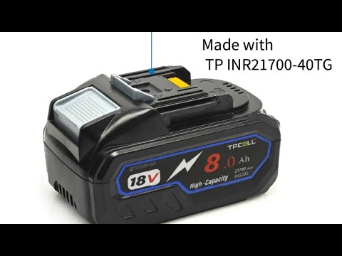 Видео: TPCELL 18 В 8 Ач/10 Ач для Makita 18 В 21700 аккумуляторная и зарядное устройство