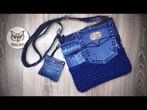 Видео: Цікава сумка з в'язаного та шитого полотен / old jeans