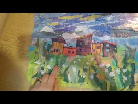 Видео: ПАННО -КАРТИНА ИЗ ЛОСКУТОВ ТКАНЕЙ/ ЛЕТО ДОМИКИ ГОЛУБОЕ НЕБО/квилтинг/ текстильная пицца/arts (2)