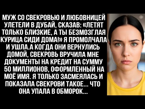 Видео: МУЖ СО СВЕКРОВЬЮ И ЛЮБОВНИЦЕЙ УЛЕТЕЛИ В ДУБАЙ, СКАЗАВ: «ЛЕТЯТ БЛИЗКИЕ, А ТЫ БЕЗМОЗГЛАЯ СИДИ ДОМА!»