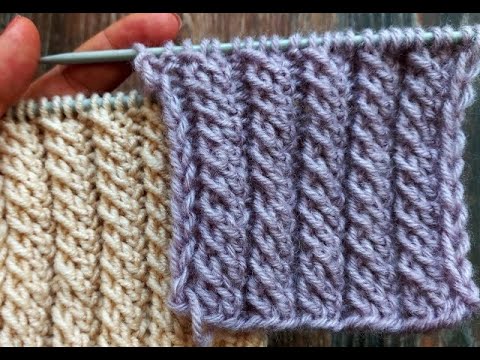 Видео: Узор Резинка спицами с эффектом перекрученных петель
