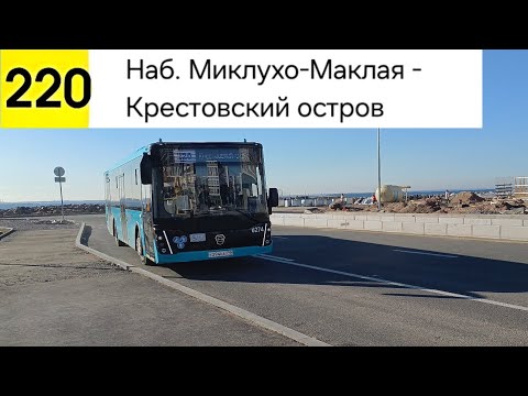Видео: Автобус 220. Наб. Миклухо-Маклая - Крестовский остров