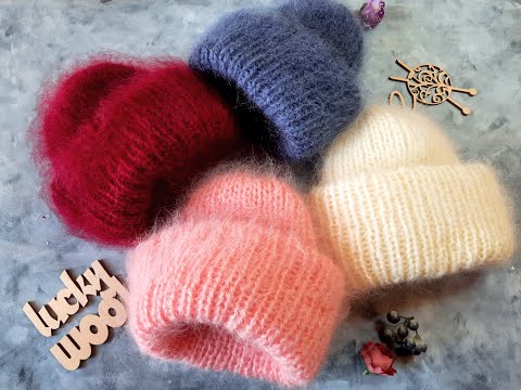 Видео: Вяжем мохеровую шапку такори из Alize Mohair classic.