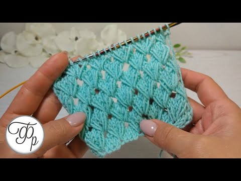 Видео: Изысканный узор с вытянутыми петлями.