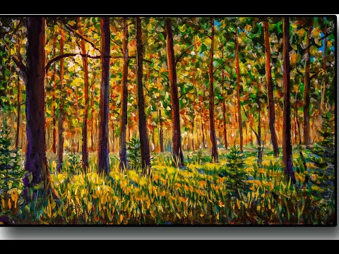 Видео: Солнечный лес | Полный УРОК РИСОВАНИЯ