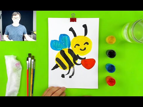 Видео: Рисуем ПЧЕЛКУ с РыбаКит / Детский сад ГУАШЬ 4+