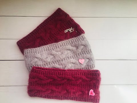 Видео: Повязка на голову спицами для девочки 7-8лет