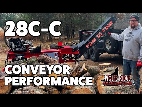 Видео: Опция приставного конвейера для компактных коммерческих дровоколов 28C и 35C от Wolfe Ridge