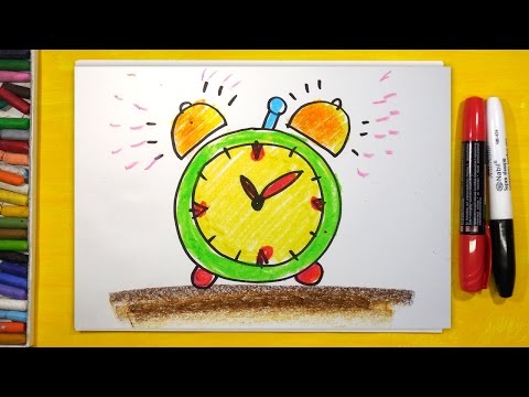 Видео: Как нарисовать Часы Будильник, Урок рисования для детей от 3 лет