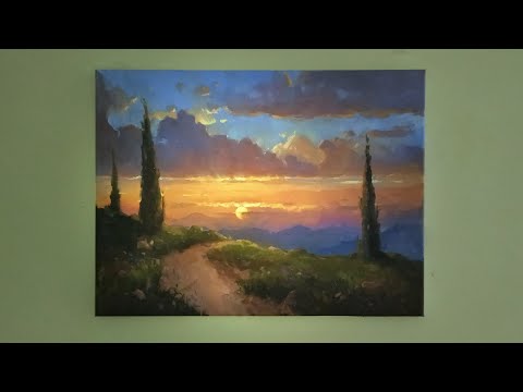 Видео: Легкий вечерний пейзаж для начинающих. Как нарисовать вечерний пейзаж