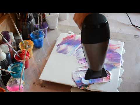 Видео: Фиолетовый DUTCH POUR/ Рисуем феном картину в технике Акриловой Заливки