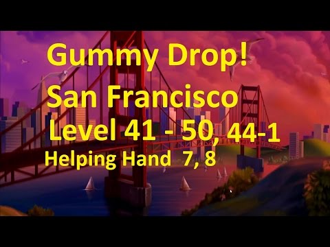 Видео: Gummy Drop! Конфетки! - San Francisco Level 41 - 50, 44-1, Helping Hand  7, 8 Walkthrough