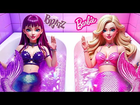 Видео: ПРЕОБРАЖЕНИЕ РУСАЛКИ Bratz & Barbie! ВОЛШЕБНЫЕ ТРЮКИ, чтобы преобразиться и избежать опасности
