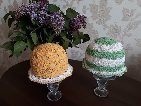 Видео: Шапки - панамки крючком "Ромашка" и "Лилия". Фотоальбом.
