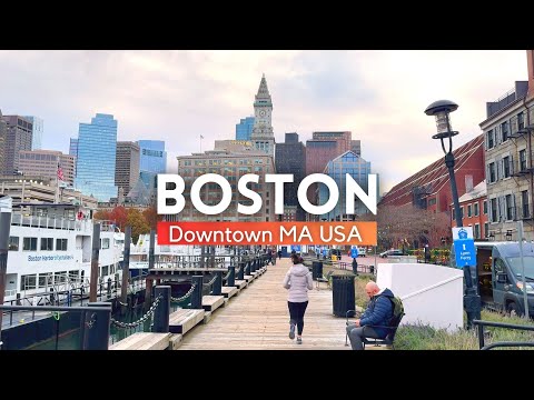 Видео: Ночная прогулка по центру Бостона 2024 4K HDR | Boston MA USA