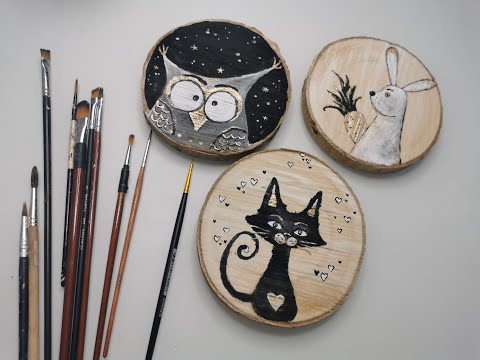 Видео: Быстрые рисунки на срезах дерева.