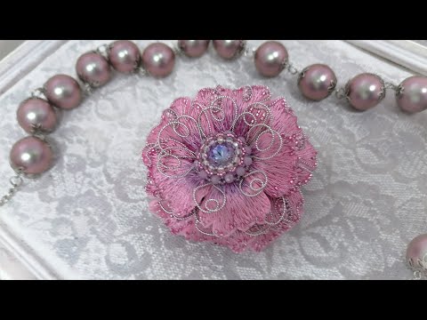 Видео: Брошь Пион.  Автор Марина Кадуцкая. Peony brooch.