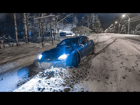 Видео: Mazda RX-8 на 2JZ - Дрифт в снегопад или как убрать тачку в отбойник :) Делаем kiss the wall