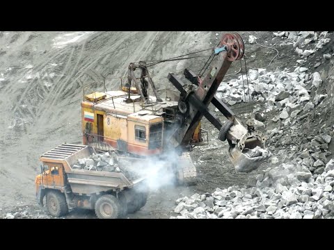 Видео: «ГОРНЫЕ РАБОТЫ» самосвал БелАЗ-7548 экскаватор ЭКГ-5А