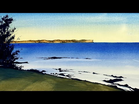 Видео: Как нарисовать океан акварелью