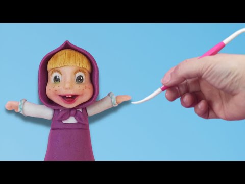 Видео: Делаем Машу из помадки или глины Маша и медвежонок Топпер для торта