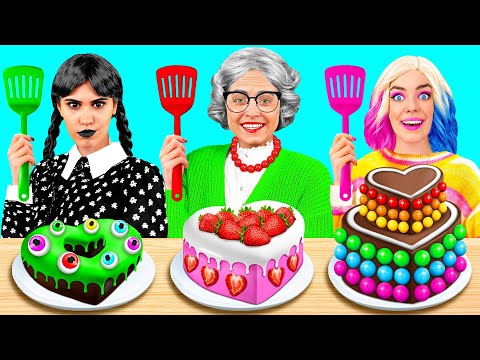 Видео: Кулинарный Челлендж: Уэнсдей Против Бабушки | Лайфхаки для Родителей от 4Fun Challenge