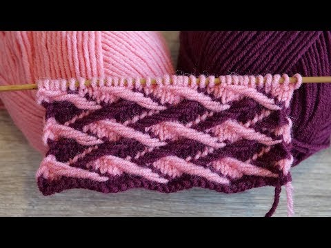 Видео: Двухцветный узор спицами – Ленивый жаккард | Two color Jacquard Stitch