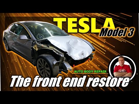 Видео: Tesla Model 3. The front end restore. Ремонт переда.